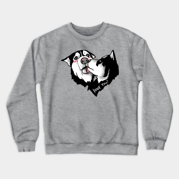 Awkward Siberian Husky Kiss Crewneck Sweatshirt by Art Additive